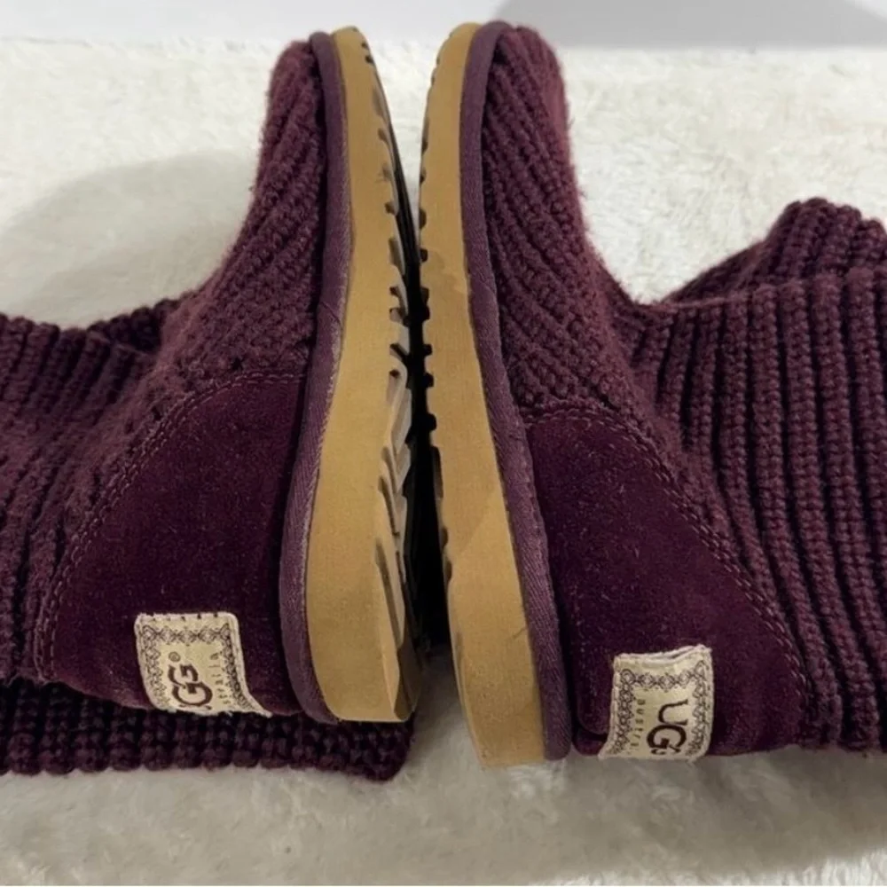 UGG Cardy Burgundy Knit Tall Winter Boots Women’s Size 6 Cozy Sweater Boots